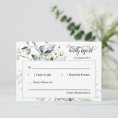 Emerald Green Leaves-reactie met adresdrager RSVP Kaartje (Staand voorkant)
