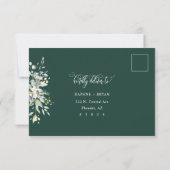 Emerald Green Leaves-reactie met adresdrager RSVP Kaartje (Achterkant)