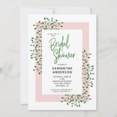 Emerald Green Leaves Script Roze Vrijgezellenfeest Kaart (Voorkant)