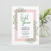 Emerald Green Leaves Script Roze Vrijgezellenfeest Kaart (Staand voorkant)
