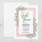 Emerald Green Leaves Script Roze Vrijgezellenfeest Kaart (Voorkant / Achterkant)