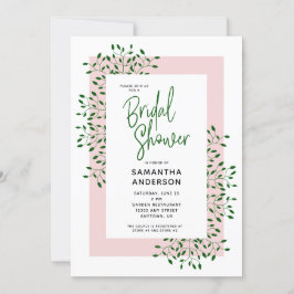 Emerald Green Leaves Script Roze Vrijgezellenfeest Kaart