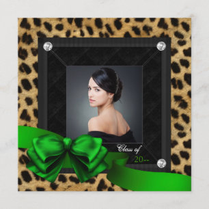 Emerald Green Leopard Foto Afstuderen Aankondiging