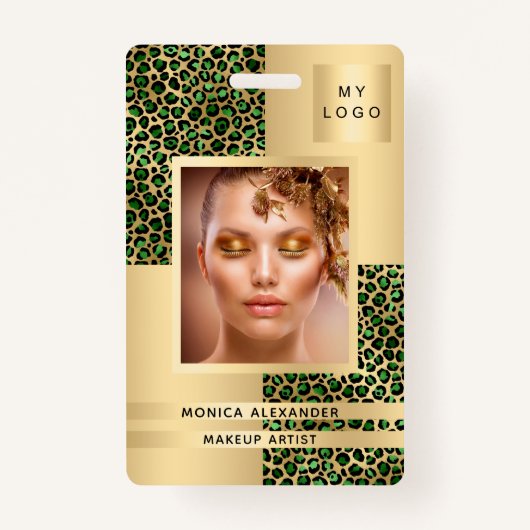 Emerald green leopard fotobusiness badge (Voorkant)
