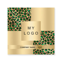 Emerald green leopard gold model logo QR code