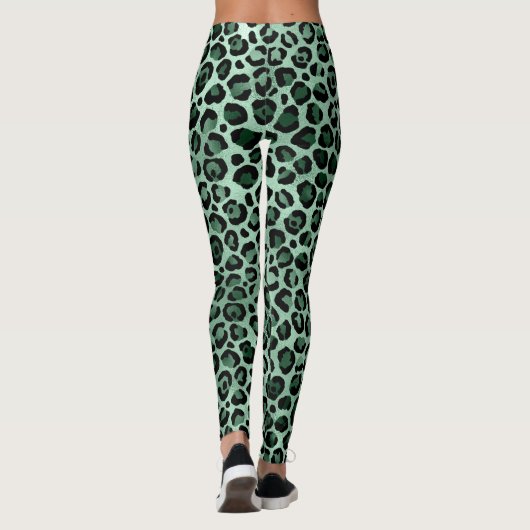 Emerald Green Leopard Leggings (Achterkant)