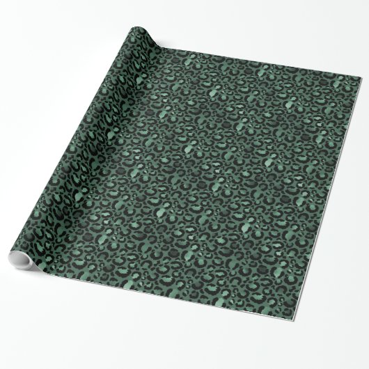 Emerald Green Leopard Print Cadeaupapier (Uitgerold)