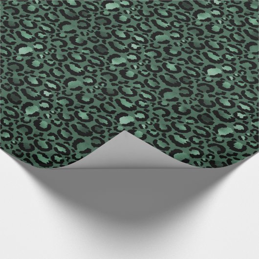 Emerald Green Leopard Print Cadeaupapier (Hoek)