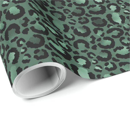 Emerald Green Leopard Print Cadeaupapier (Rol Hoek)