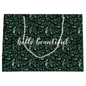 Emerald Green Leopard Print gepersonaliseerde prij Groot Cadeauzakje (Voorkant)