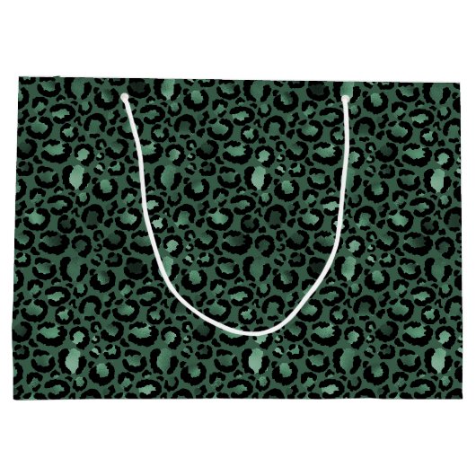 Emerald Green Leopard Print gepersonaliseerde prij Groot Cadeauzakje (Achterkant)