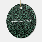 Emerald Green Leopard Print Keramisch Ornament (Links)