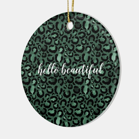 Emerald Green Leopard Print Keramisch Ornament (Links)
