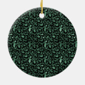 Emerald Green Leopard Print Keramisch Ornament (Achterkant)
