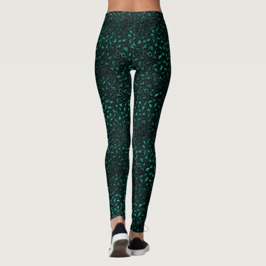 Emerald Green Leopard Print Leggings (Achterkant)