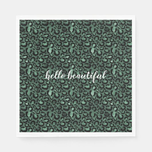 Emerald Green Leopard Print Servet (Voorkant)