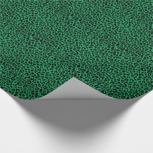 Emerald Green Leopard Print Wrapping Paper Cadeaupapier (Hoek)