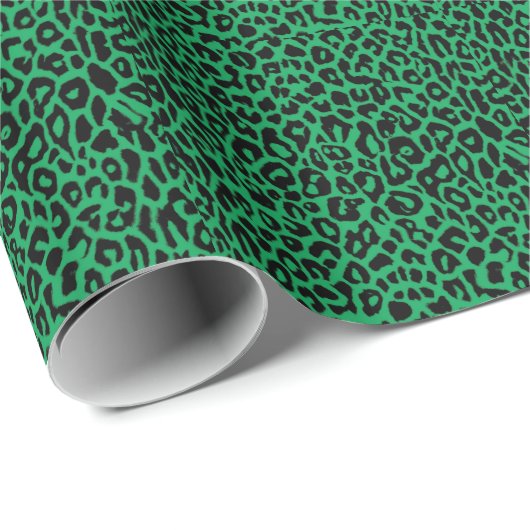 Emerald Green Leopard Print Wrapping Paper Cadeaupapier (Rol Hoek)