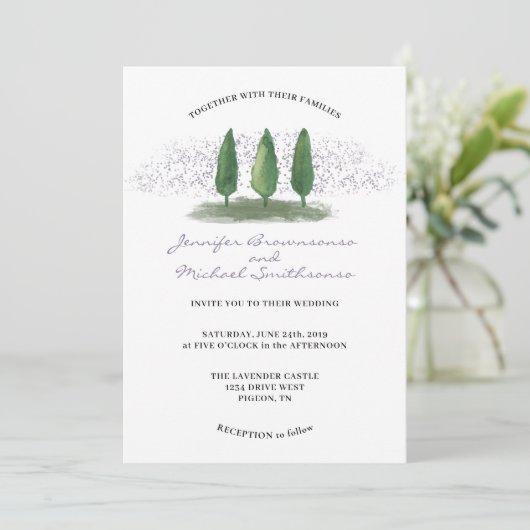 Emerald Green Lila Forest Natuur Wedding Kaart (Staand voorkant)