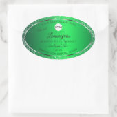 Emerald Green Logo Initialen Glitter Product Label (Tas)
