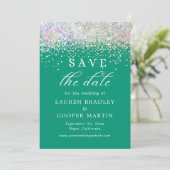 Emerald Green Luxury Glitter Wedding Save the Date (Staand voorkant)