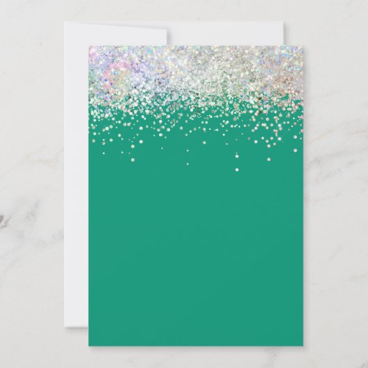 Emerald Green Luxury Glitter Wedding Save the Date (Achterkant)
