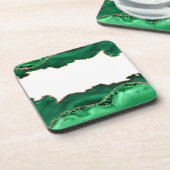 Emerald Green Malachite Stone Gold Metallic Bier Onderzetter (Linkerzijde)