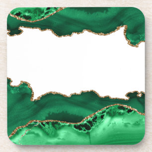 Emerald Green Malachite Stone Gold Metallic Bier Onderzetter