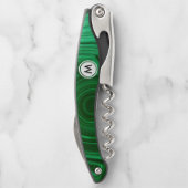 Emerald Green Malachite Textuur met monogram Kurkentrekker (Achterkant)