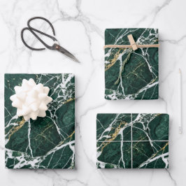 Emerald Green Marble Elegant Gold Veining Gift Inpakpapier Vel