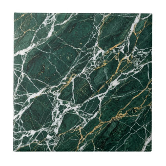 Emerald Green Marble Elegant Gold Veining Modern Tegeltje