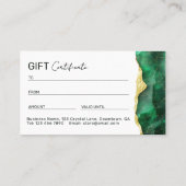 Emerald Green Marble Gift Certificate Visitekaartje (Achterkant)