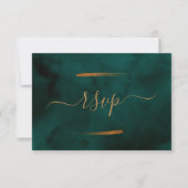 Emerald Green Marble & Gold Eucalyptus RSVP (Voorkant)