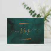 Emerald Green Marble & Gold Eucalyptus RSVP (Staand voorkant)