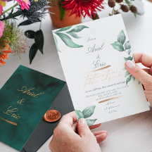 Emerald Green Marble & Gold Eucalyptus Weddenschap