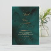 Emerald Green Marble & Gold Eucalyptus Weddenschap Save The Date (Staand voorkant)