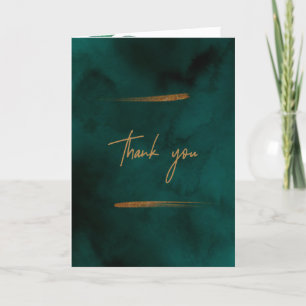 Emerald Green Marble & Gold Folded Hartelijk dank Bedankkaart