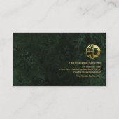 Emerald Green Marble Grunge Gold Stripe Corporate Visitekaartje (Achterkant)