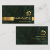Emerald Green Marble Grunge Gold Stripe Corporate Visitekaartje (Voorkant / Achterkant)
