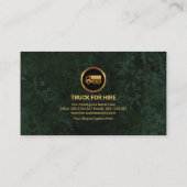 Emerald Green Marble Grunge Gold Stripe Truck Visitekaartje (Achterkant)