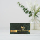 Emerald Green Marble Grunge Gold Stripe Trucker Visitekaartje (Staand voorkant)