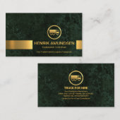 Emerald Green Marble Grunge Gold Stripe Trucker Visitekaartje (Voorkant / Achterkant)