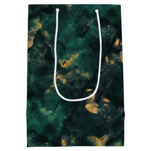 Emerald Green Marble Wedding Medium Cadeauzakje (Achterkant)