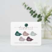 Emerald Green & Mauve Wedding Color Palette Card (Staand voorkant)