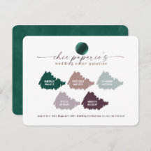 Emerald Green & Mauve Wedding Color Palette Card