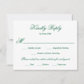 Emerald Green Meal Choice RSVP Kaartje (Voorkant)