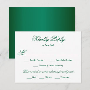 Emerald Green Meal Choice RSVP Kaartje