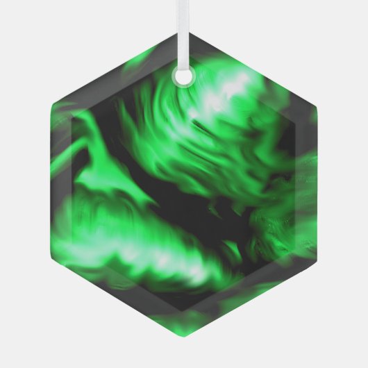 Emerald Green Melting Liquid Swirls Suncatcher Glas Ornament (Voorkant)
