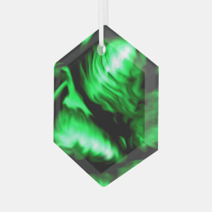 Emerald Green Melting Liquid Swirls Suncatcher Glas Ornament