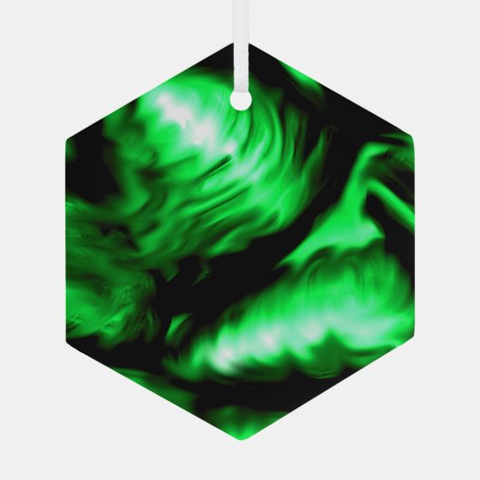 Emerald Green Melting Liquid Swirls Suncatcher Glas Ornament (Achterkant)